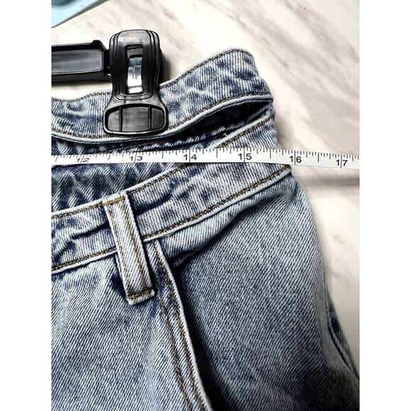 Fashion Nova 1980 Inspired Acid Wash Baggy Jeans with Cut out Waist Band Size 13 - Picture 8 of 9